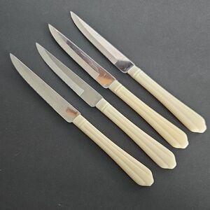 Sheffield Vintage Stainless Steel Ivory Bakelite Handle Steak Knives